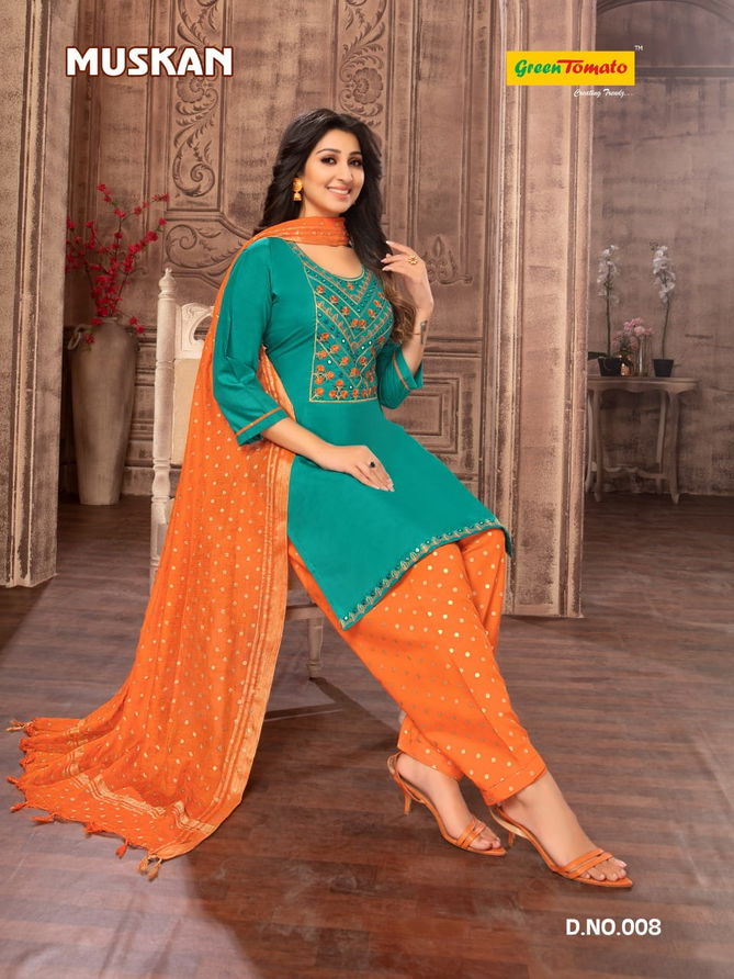 Green Tomato Muskan Patiyala Regular Wear Cotton Printed  Ready Made Collection